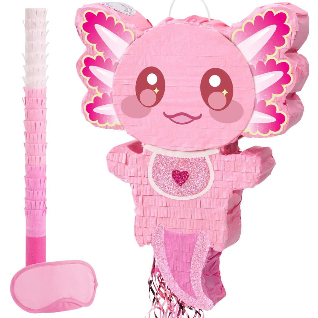WERNNSAI Pink Axolotl Piñata – Cute Underwater Party Game & Baby Shower Decor