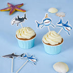WERNNSAI 36 PCS Shark Cupcake Toppers – Ocean Birthday Party Decorations