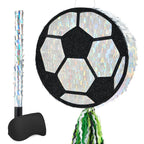 WERNNSAI Soccer Ball Pinata – Party Decoration with Blindfold Bat & Pull String