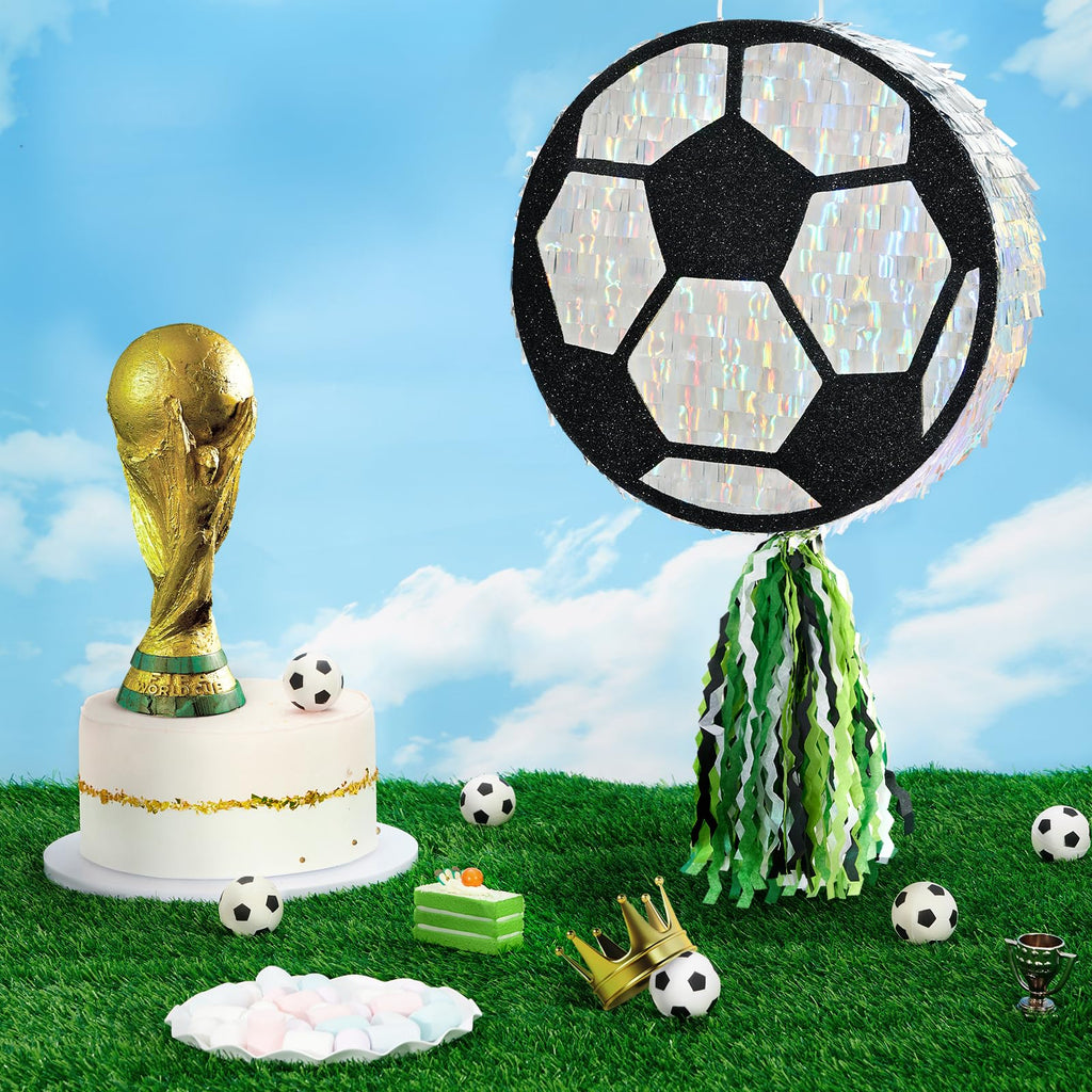 WERNNSAI Soccer Ball Pinata – Party Decoration with Blindfold Bat & Pull String