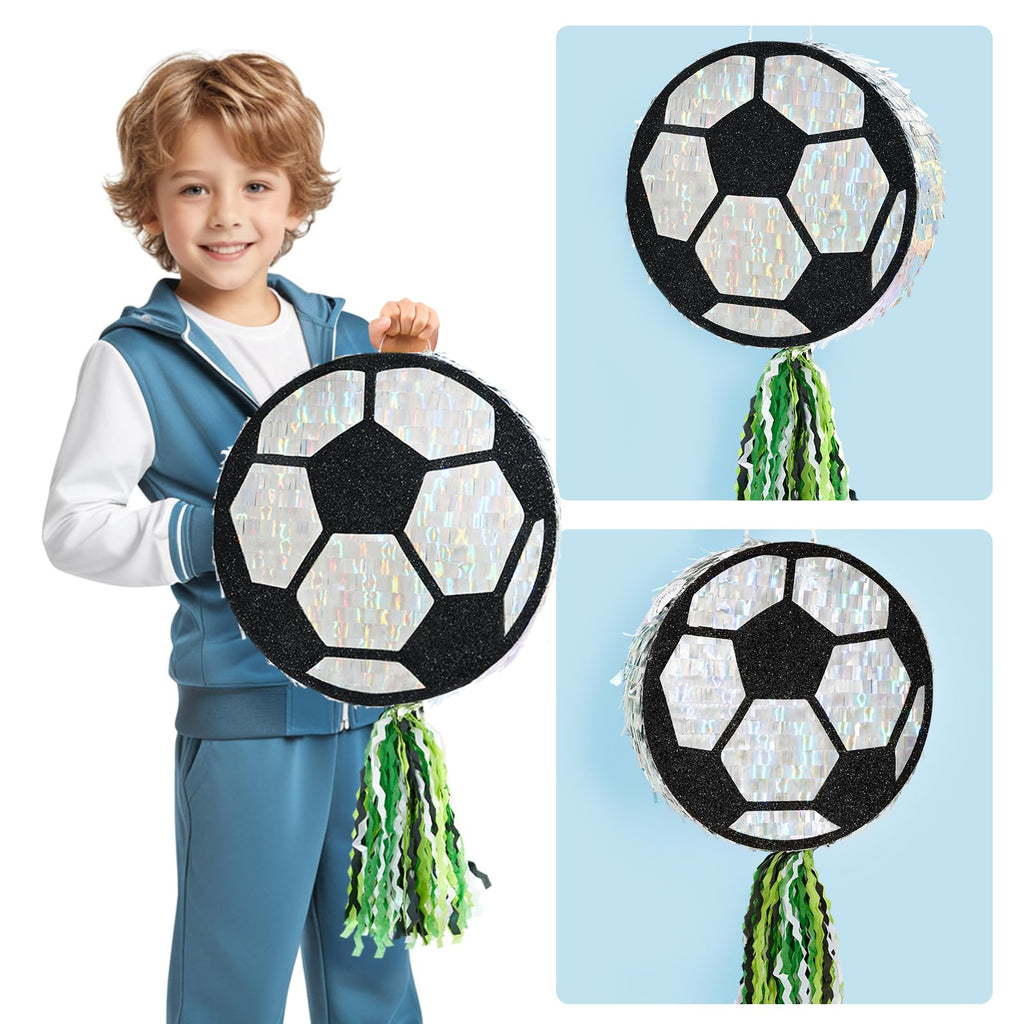 WERNNSAI Soccer Ball Pinata – Party Decoration with Blindfold Bat & Pull String