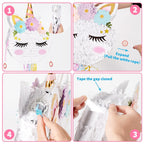 WERNNSAI Foldable Unicorn Piñata – Portable Unicorn Party Game with Bat, Blindfold & Tassels