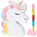 WERNNSAI Unicorn Piñata Bundle – Rainbow Unicorn Party Supplies with Blindfold & Bat (15.7 x 12.2 x 3.1 in)