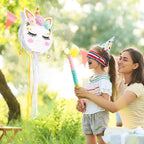 WERNNSAI Foldable Unicorn Piñata – Portable Unicorn Party Game with Bat, Blindfold & Tassels