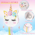 WERNNSAI Foldable Unicorn Piñata – Portable Unicorn Party Game with Bat, Blindfold & Tassels