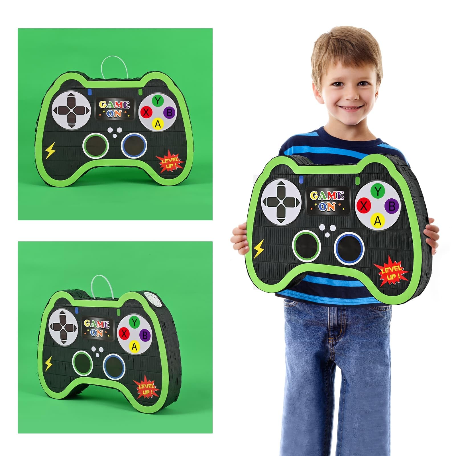 WERNNSAI Video Game Controller Pinata – Party Bundle with Blindfold & Bat (15.7 in x 12.2 in x 3.1 in)