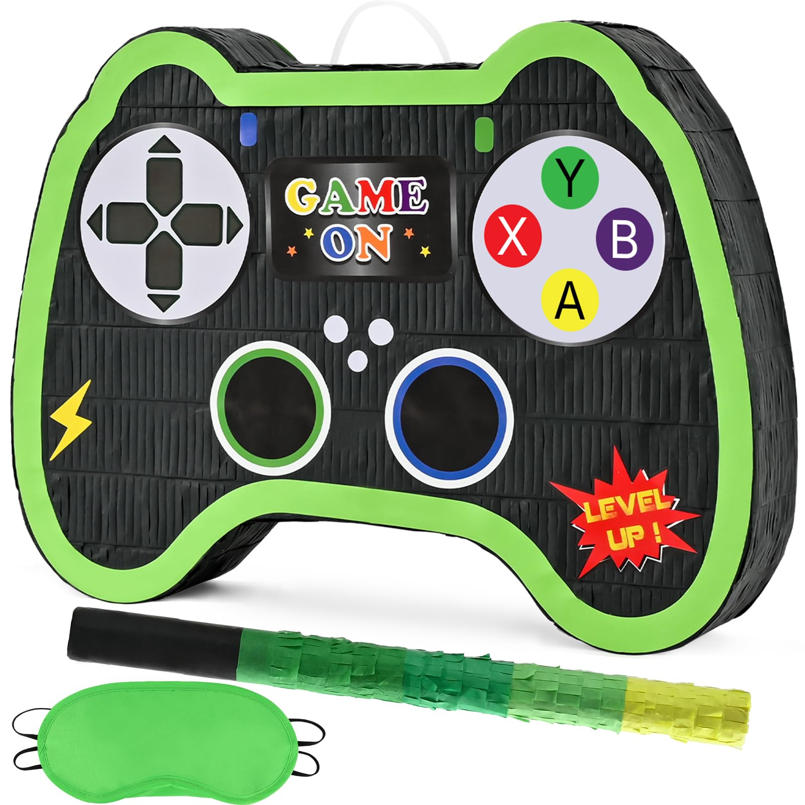 WERNNSAI Video Game Controller Pinata – Party Bundle with Blindfold & Bat (15.7 in x 12.2 in x 3.1 in)
