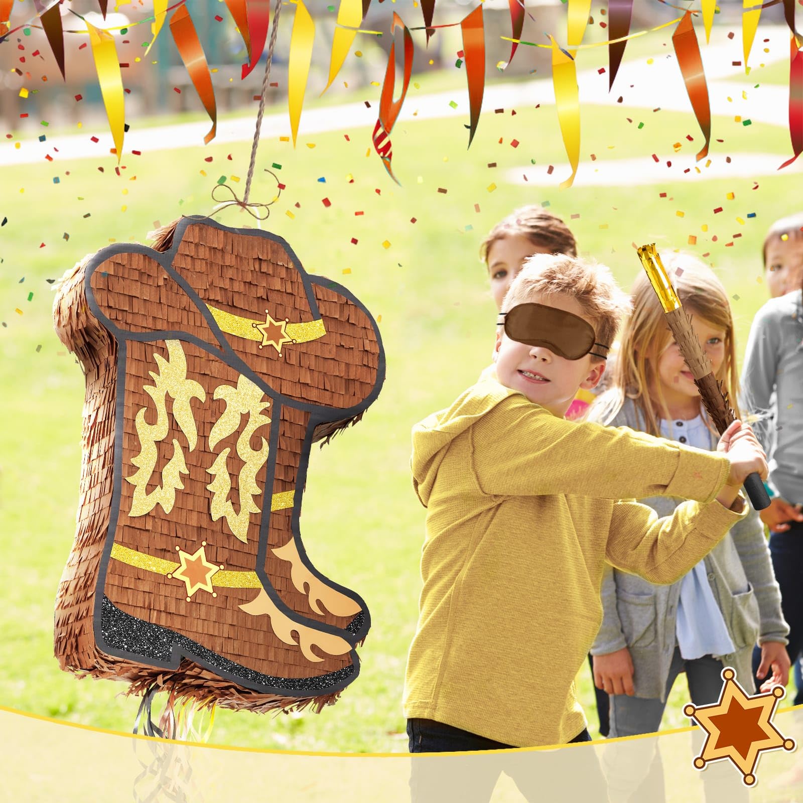 WERNNSAI Western Cowgirl Boot Piñata – Cowboy Hat Pinata for Rodeo Parties