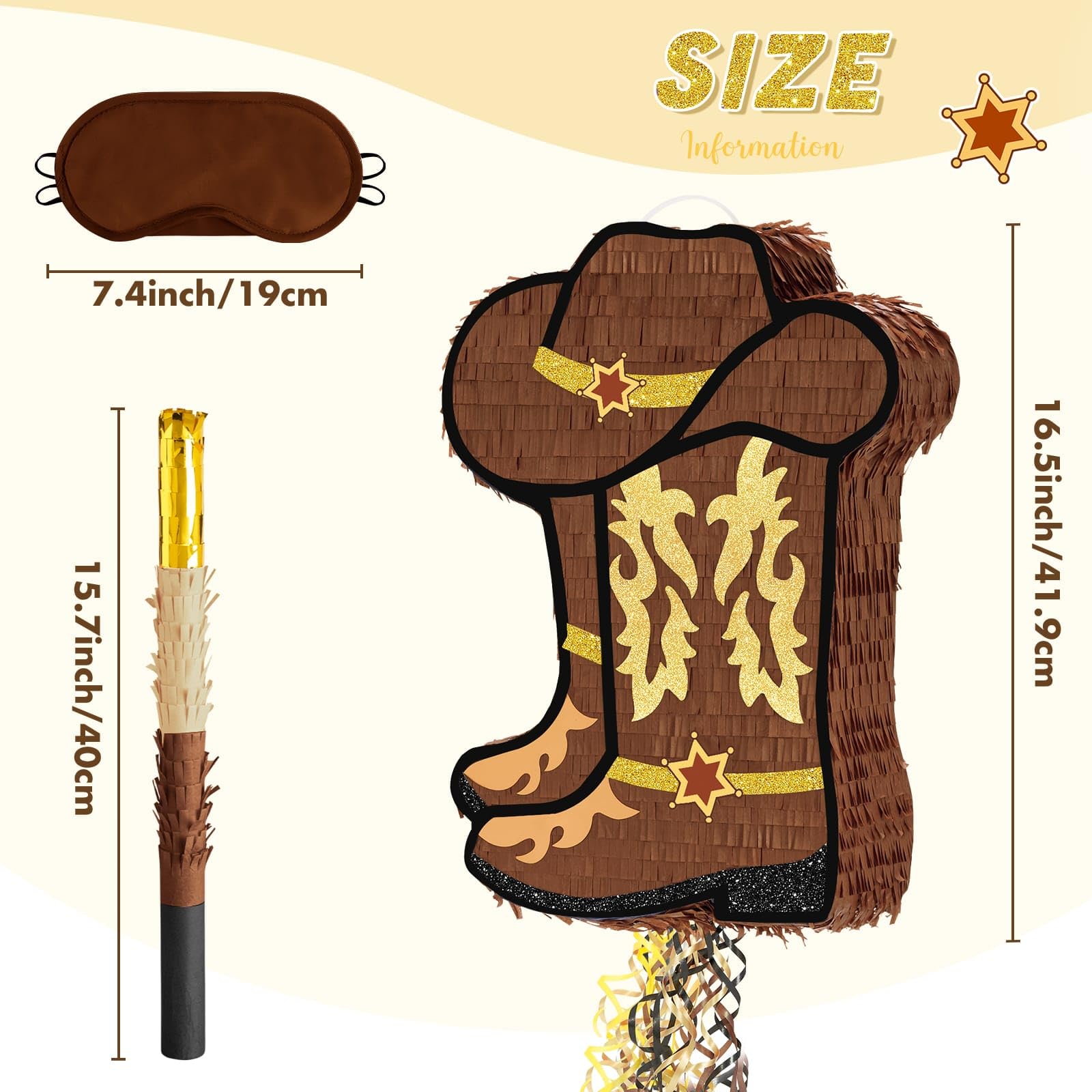 WERNNSAI Western Cowgirl Boot Piñata – Cowboy Hat Pinata for Rodeo Parties