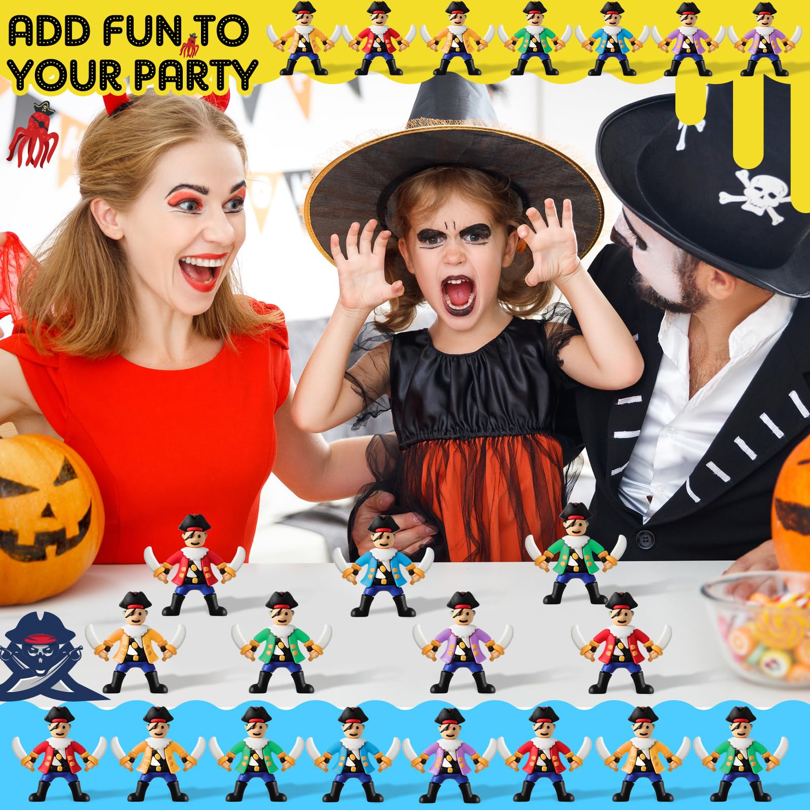 Wesiti 100 Pcs Mini Pirate Figurines – Colorful Party Favors & Cake Toppers