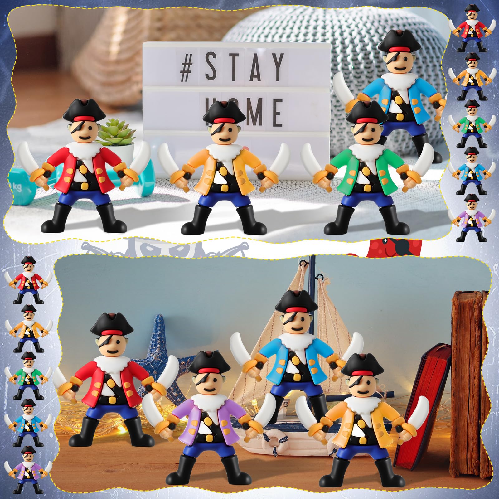 Wesiti 100 Pcs Mini Pirate Figurines – Colorful Party Favors & Cake Toppers