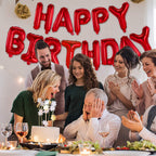 WESTGO Happy Birthday Banner Red 16 inches Mylar Foil Letters - Reusable Party Decor