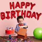 WESTGO Happy Birthday Banner Red 16 inches Mylar Foil Letters - Reusable Party Decor