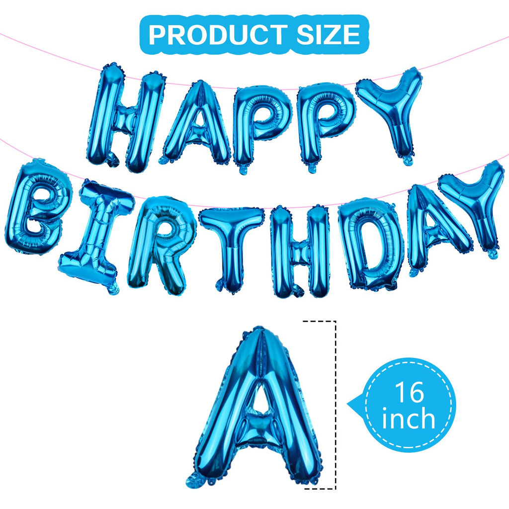 WESTGO Happy Birthday Banner Blue 16-Inch Mylar Foil Letters – Reusable Party Decor