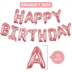 WESTGO Happy Birthday Banner Rose Gold 16-Inch Mylar Foil Letters | Reusable Party Decor