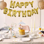 WESTGO Gold Happy Birthday Balloons Banner 16-Inch Mylar Foil Letters – Reusable Party Decor