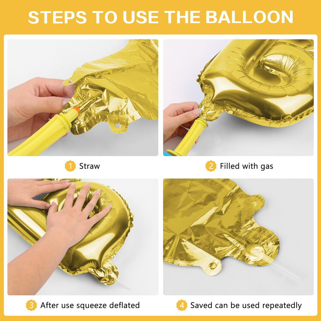 WESTGO Gold Happy Birthday Balloons Banner 16-Inch Mylar Foil Letters – Reusable Party Decor
