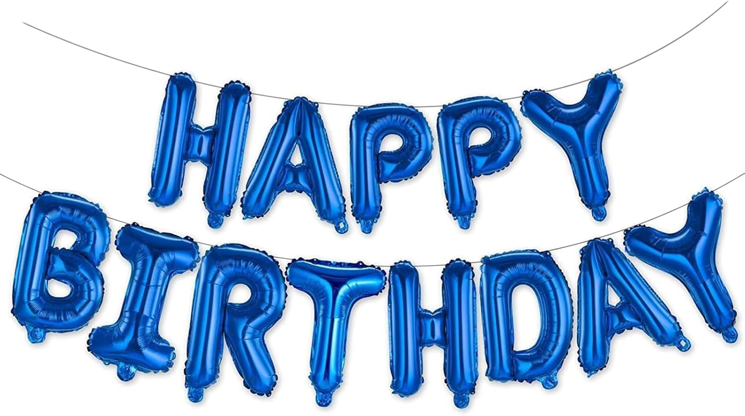 WESTGO Happy Birthday Banner Blue 16-Inch Mylar Foil Letters – Reusable Party Decor