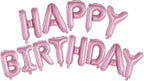 WESTGO Happy Birthday Banner Pink 16-Inch Mylar Foil Letters – Reusable Party Decor