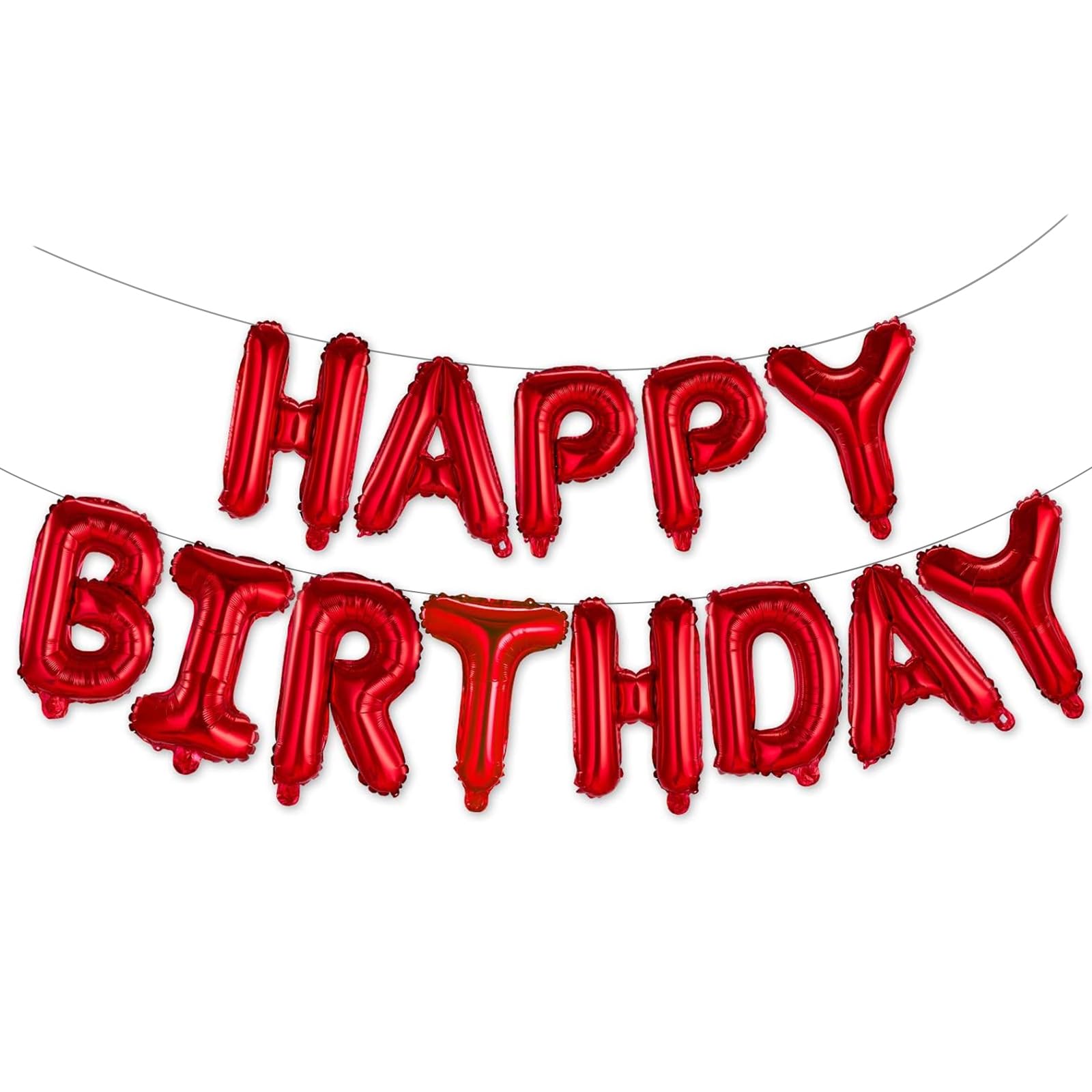WESTGO Happy Birthday Banner Red 16 inches Mylar Foil Letters - Reusable Party Decor