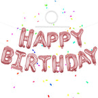 WESTGO Happy Birthday Banner Rose Gold 16-Inch Mylar Foil Letters | Reusable Party Decor
