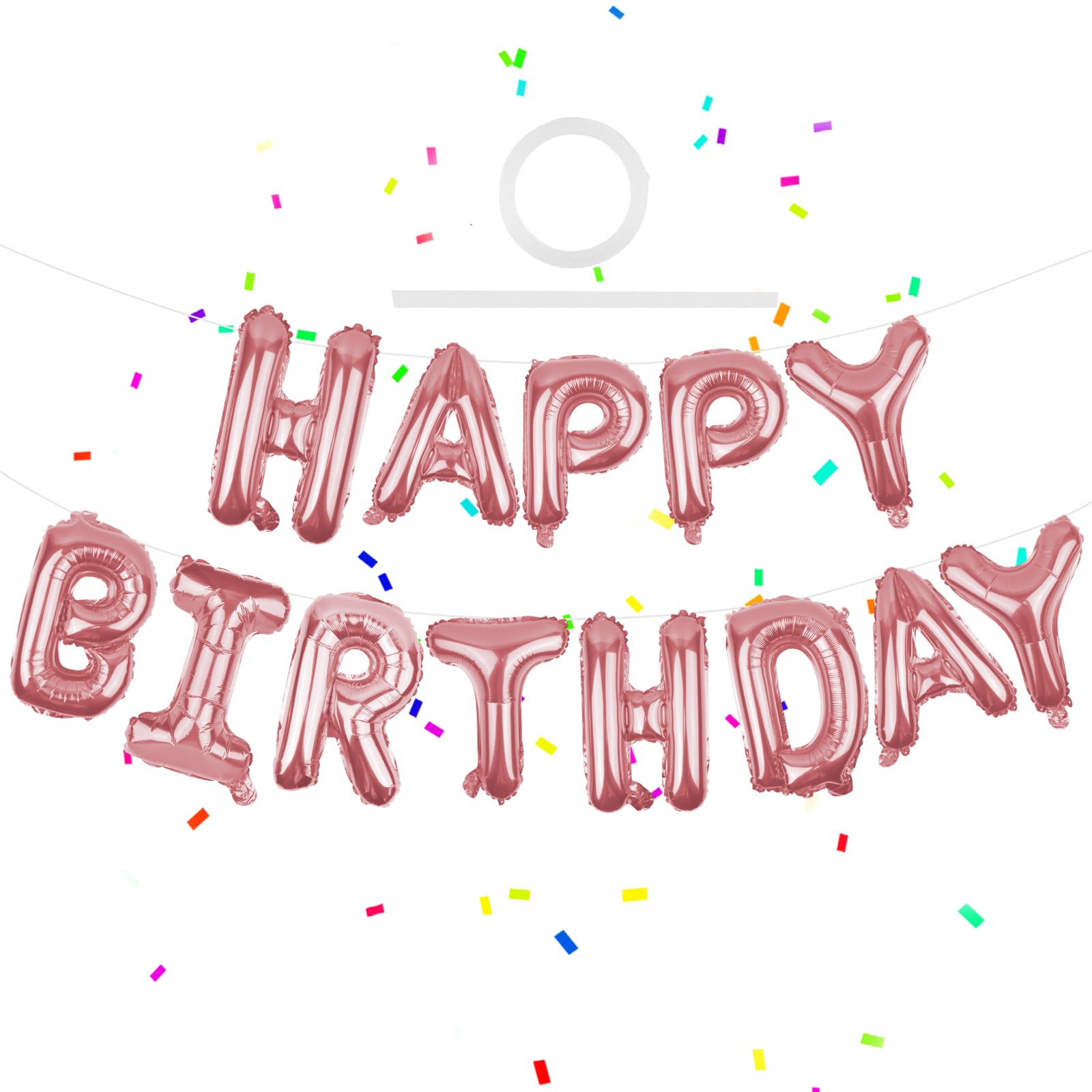 WESTGO Happy Birthday Banner Rose Gold 16-Inch Mylar Foil Letters | Reusable Party Decor