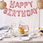 WESTGO Happy Birthday Banner Rose Gold 16-Inch Mylar Foil Letters | Reusable Party Decor