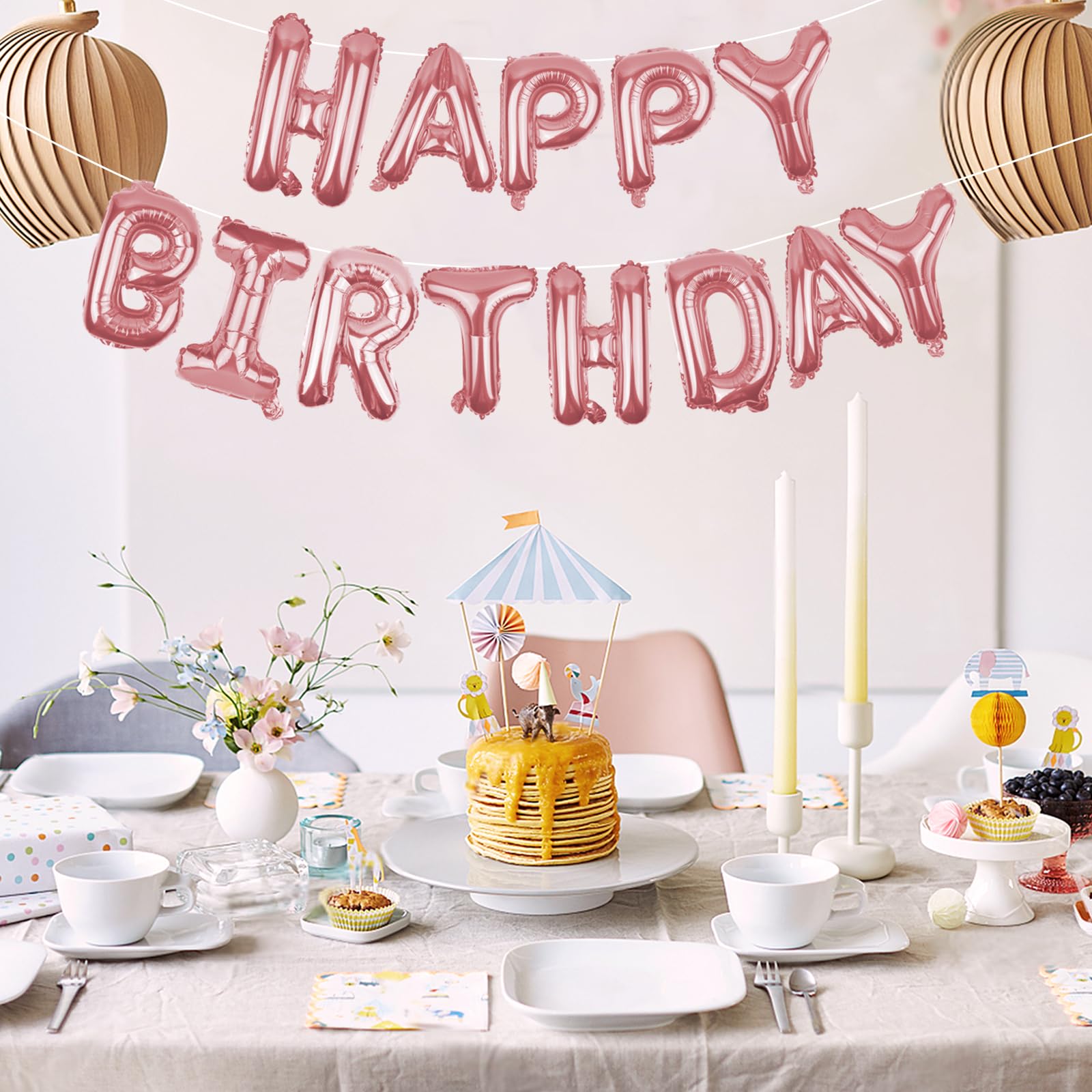 WESTGO Happy Birthday Banner Rose Gold 16-Inch Mylar Foil Letters | Reusable Party Decor
