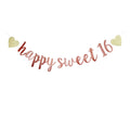 Westlili Happy Sweet 16 Banner Pink - 16th Birthday Party Supplies | Sweet Sixteen Decor