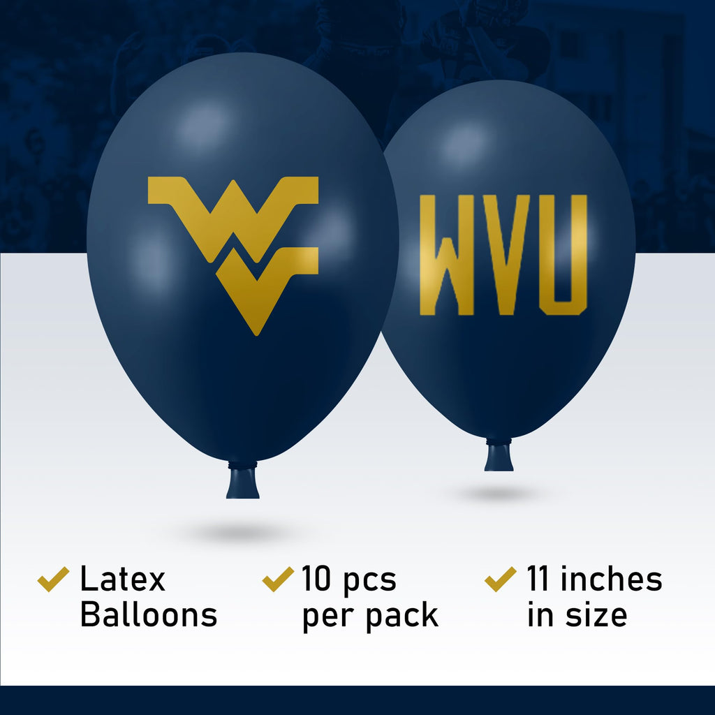 Westrick West Virginia Mountaineers Balloons – 11inch Latex, 10 Pack, Official Licensed