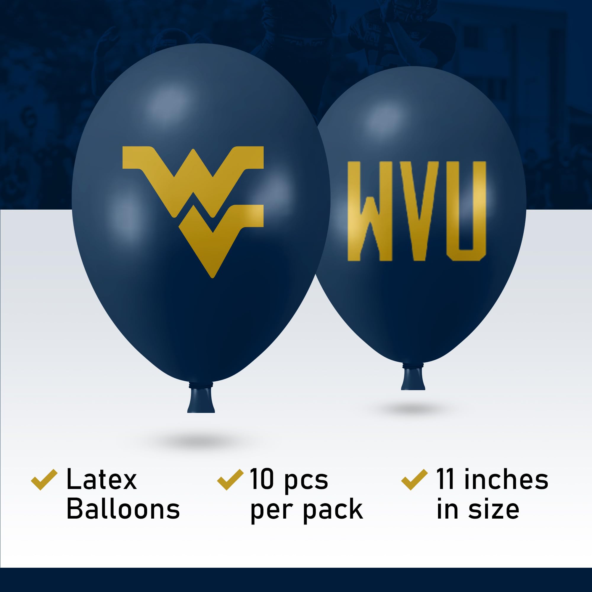 Westrick West Virginia Mountaineers Balloons – 11inch Latex, 10 Pack, Official Licensed