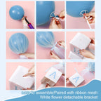 Wettarn 4-Piece Blue Boy Baby Shower Centerpieces – 24-Inch Tulle Balloons with Letter Boxes & Stands