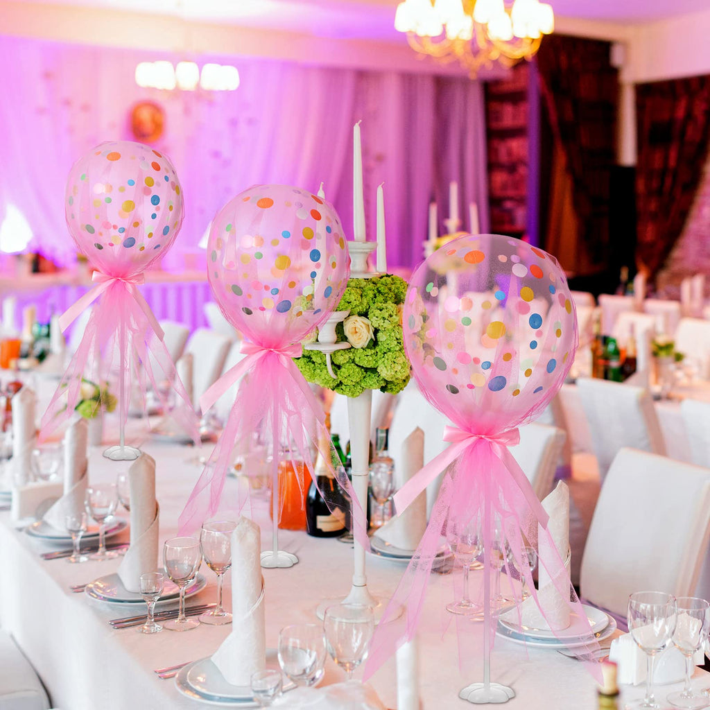 Wettarn 12 Set Tutu Tulle Balloons Centerpieces – Pink Polka Dot Baby Shower Kit