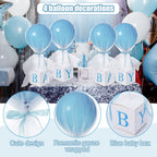 Wettarn 4-Piece Blue Boy Baby Shower Centerpieces – 24-Inch Tulle Balloons with Letter Boxes & Stands