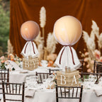 Wettarn 6-Set Brown Bear Tulle Centerpieces – 24" Balloons, White Tulle, Stands & Boxes