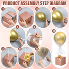Wettarn 4-Piece Rose Gold Confetti Tulle Tutu Balloon Centerpieces for Baby Shower & Party Decor