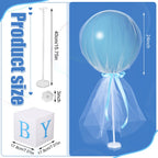 Wettarn 4-Piece Blue Boy Baby Shower Centerpieces – 24-Inch Tulle Balloons with Letter Boxes & Stands