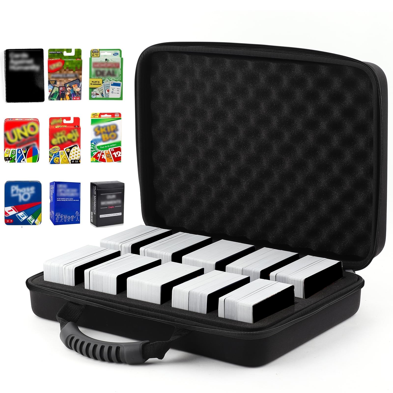 Wevbsiy 1200-2200 Card Case — Durable Travel Storage for Cards Against Humanity, Pokemon, MTG & Sports Cards
