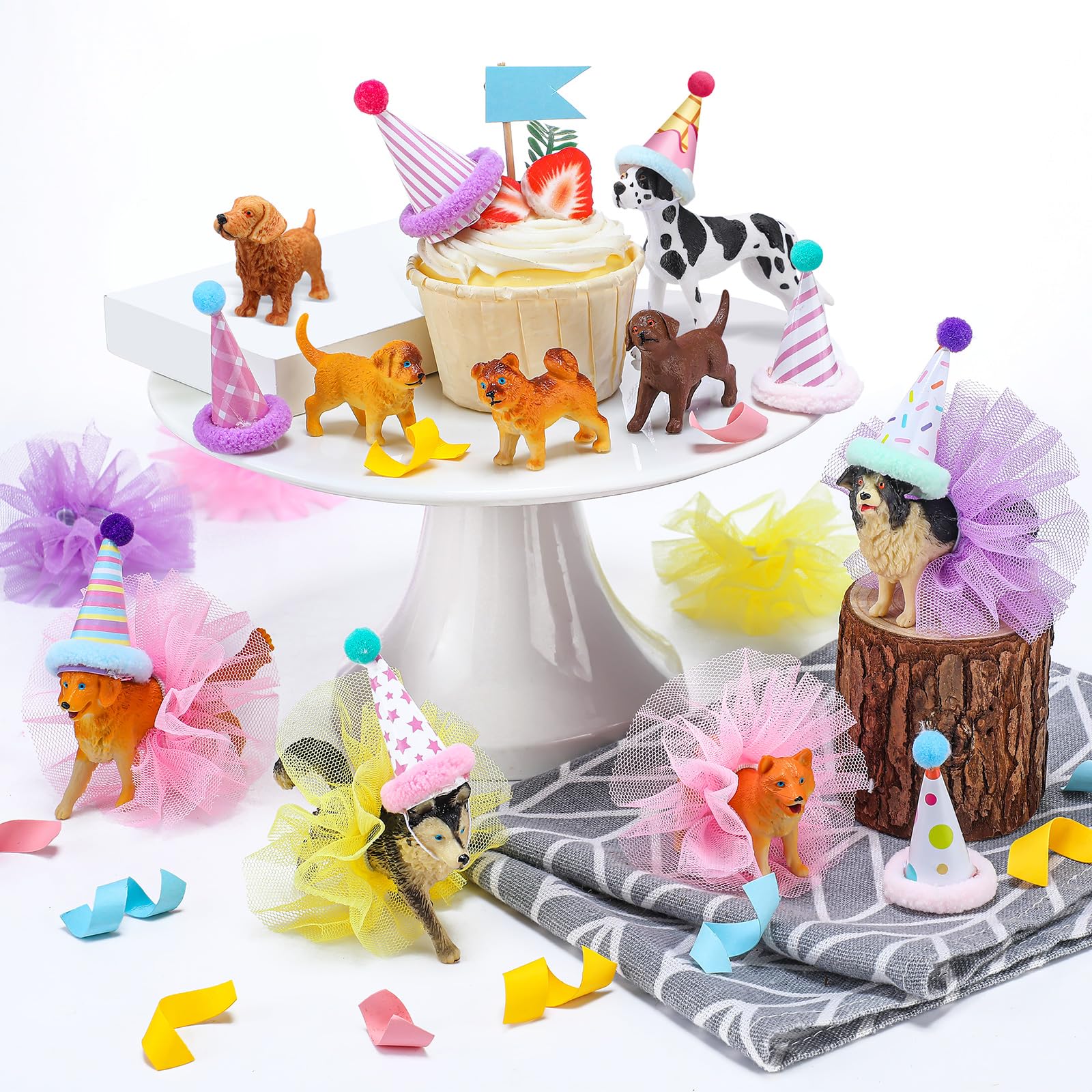 Weysat 27 Pcs Dog Cake Toppers – Puppy Figures, Hats & Skirts