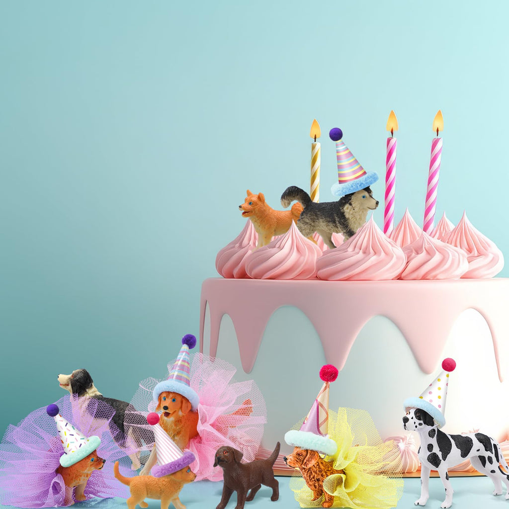 Weysat 27 Pcs Dog Cake Toppers – Puppy Figures, Hats & Skirts