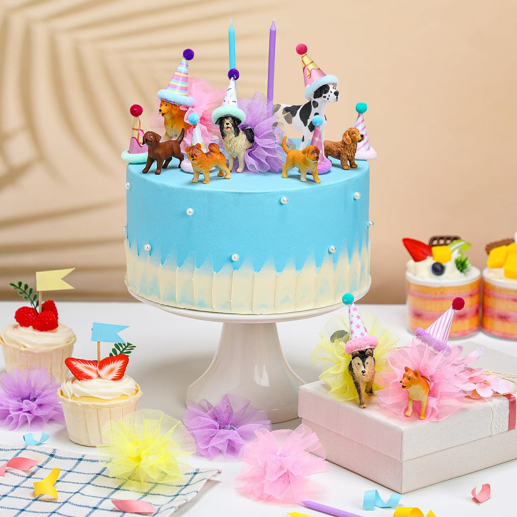 Weysat 27 Pcs Dog Cake Toppers – Puppy Figures, Hats & Skirts
