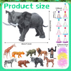 Weysat Jungle Animal Cake Topper Set – 27 Pcs with Mini Hats, Pom Poms & Skirts for Dino-Themed Parties