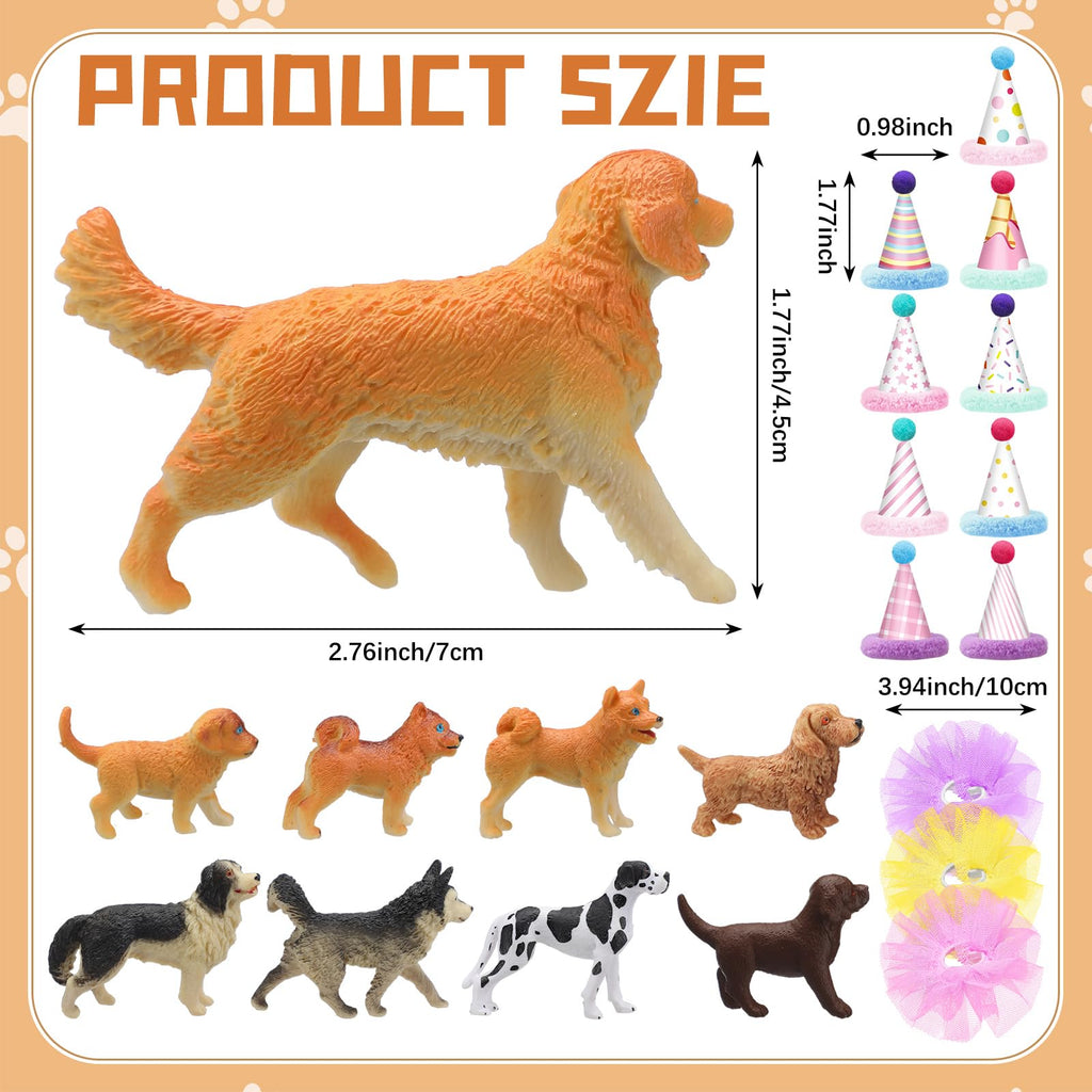 Weysat 27 Pcs Dog Cake Toppers – Puppy Figures, Hats & Skirts