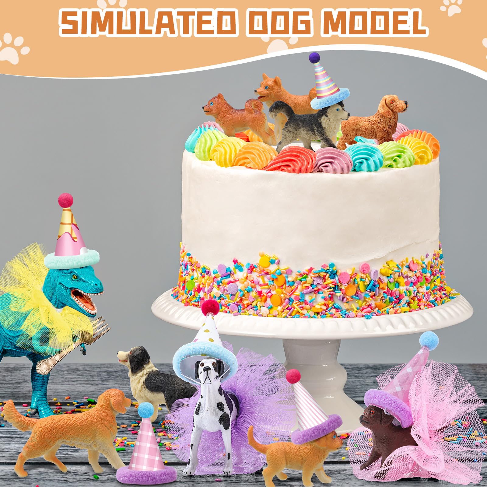 Weysat 27 Pcs Dog Cake Toppers – Puppy Figures, Hats & Skirts