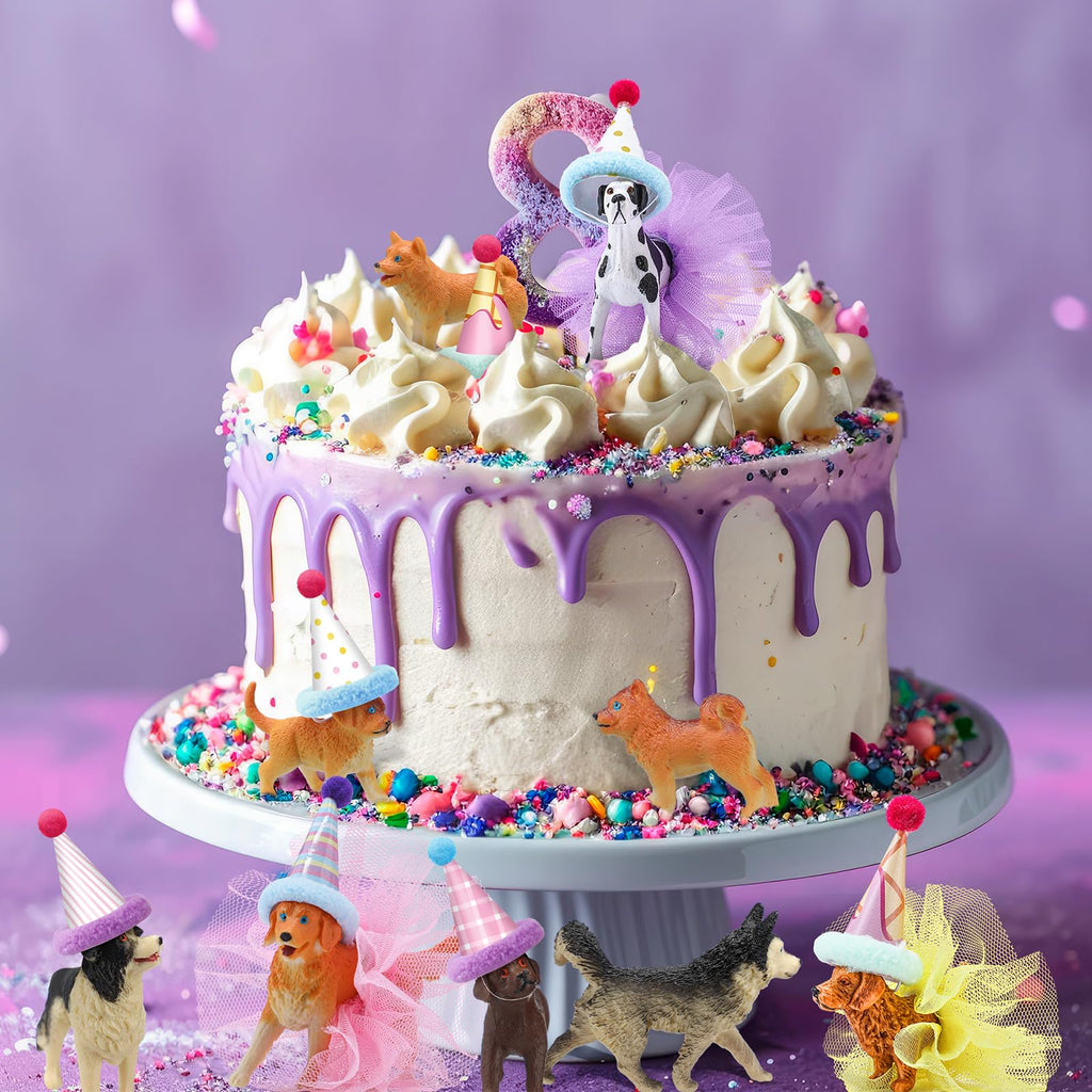 Weysat 27 Pcs Dog Cake Toppers – Puppy Figures, Hats & Skirts