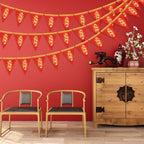 Whaline 2026 Chinese New Year Dragon Pennant Banner – 20pc Red & Gold Triangle Bunting for Lunar New Year Decor
