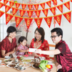 Whaline 2026 Chinese New Year Dragon Pennant Banner – 20pc Red & Gold Triangle Bunting for Lunar New Year Decor
