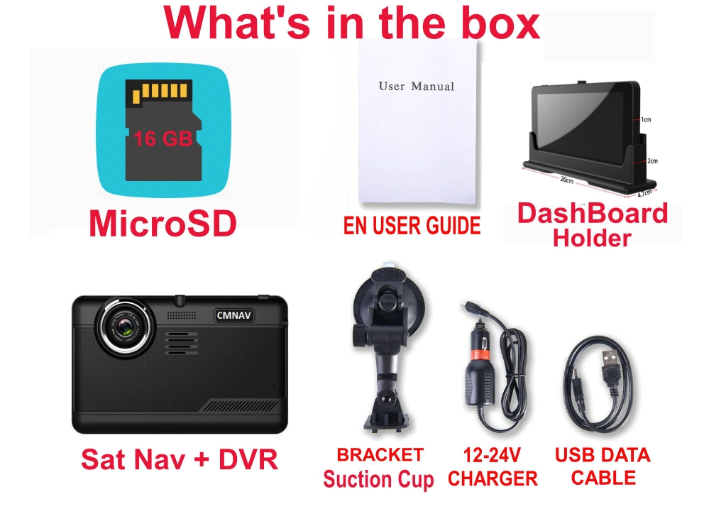7" CMNAV 360 Traffic Camper - LIVE TRAFFIC- Built-in FullHD Dashcam, Android, Wi-Fi