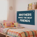 Wheatwin Best Friends Banner – Navy Linen Wall Decor for Boys’ Room, 20x30