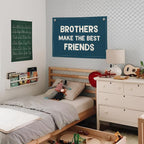 Wheatwin Best Friends Banner – Navy Linen Wall Decor for Boys’ Room, 20x30